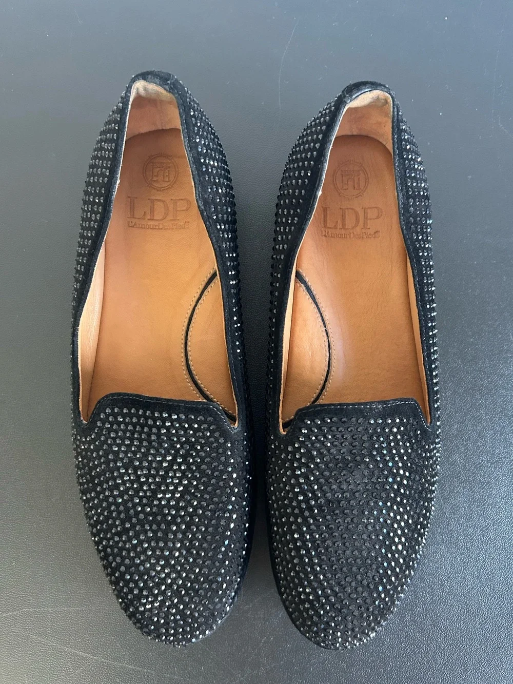 L’AMOUR DES PIEDS Size 9 1/2 Black Embellished Correze Loafers COMFORT SHOES